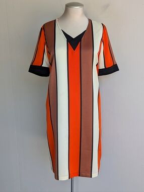 Scotch & Sofa Striped V-Neck Shift Dress